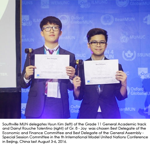 Southville Delegates Win Major Awards in International Model United Nations in Beijing