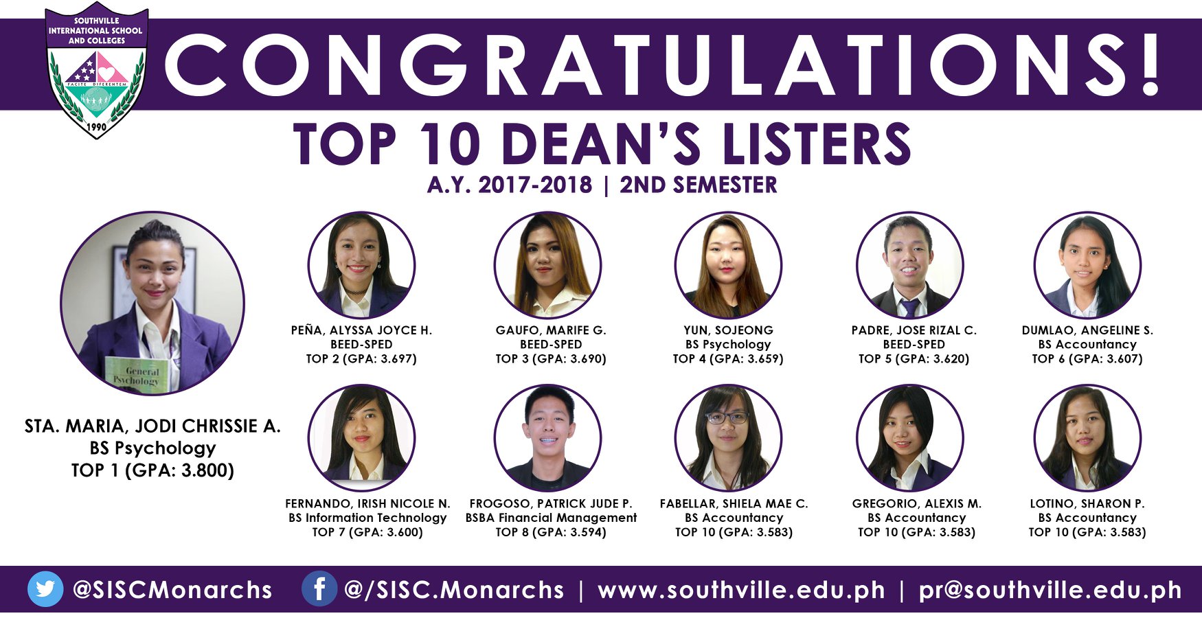 Southville Awards Top College Students, Jodi Sta Maria Ranks 1st